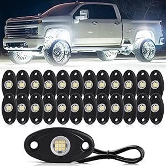 24 Pods White LED Rock Lights for Vehicles