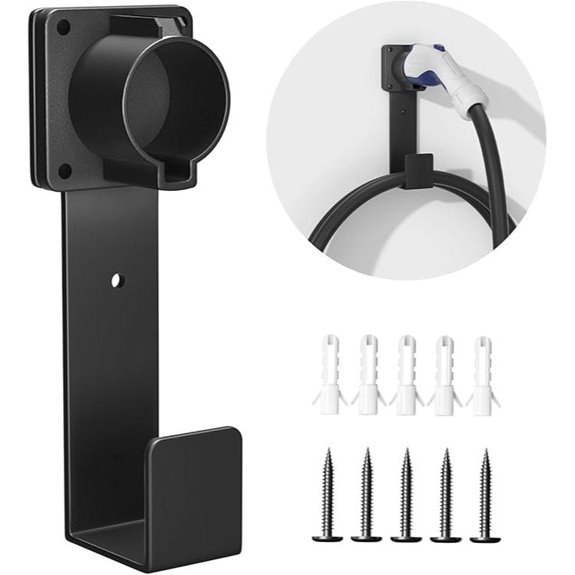 EV Charger Holder with J1772 Connector and Wall Mount