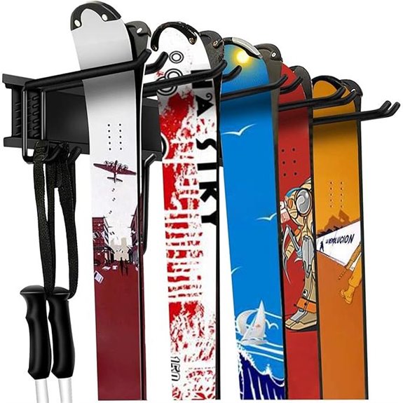 WALMANN Ski Wall Rack Holds 10 Skis 300 lbs