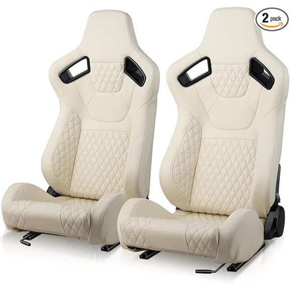 Auto Dynasty Racing Bucket Seats with Sliders White
