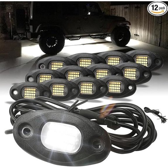 SUNPIE 12 Pods White Rock Lights with Extension Wires