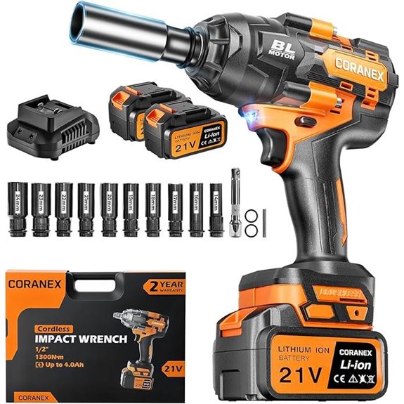 Cordless Impact Wrench 1300Nm with Batteries