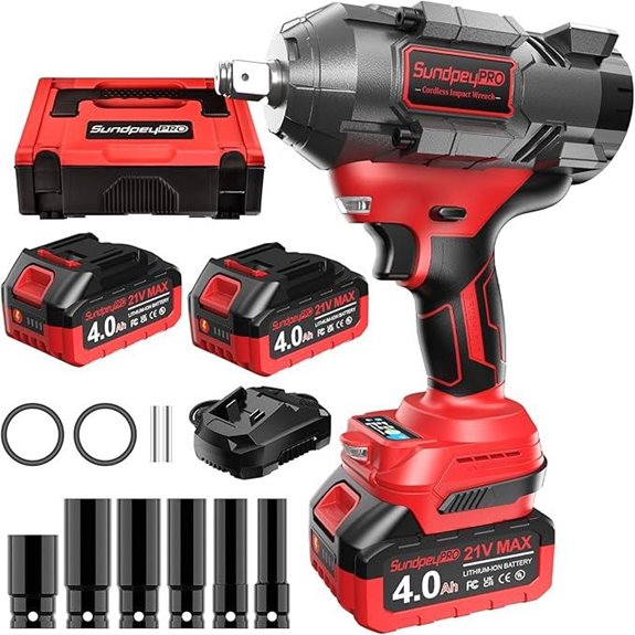 Cordless Impact Wrench 1500Nm with Batteries and Sockets