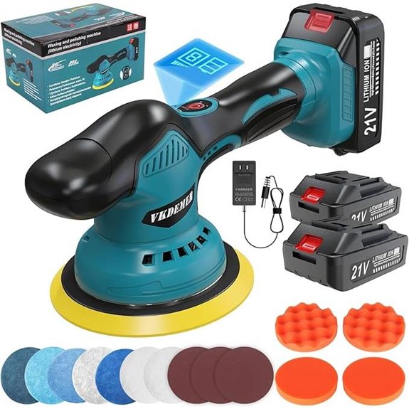 Cordless 6-In Car Buffer Polisher Kit with Batteries