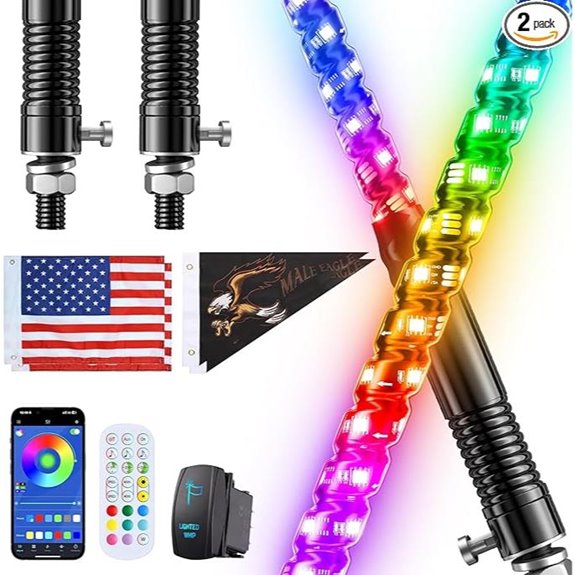 LED Whip Lights with Remote for UTV ATV RZR SXS