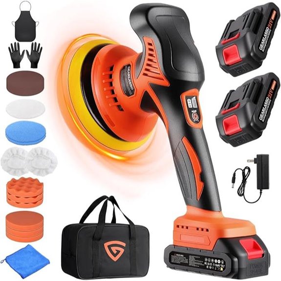 Cordless Car Buffer Polisher with 17-Piece Kit