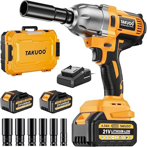 Cordless Impact Wrench 1200N.m with Batteries & Sockets