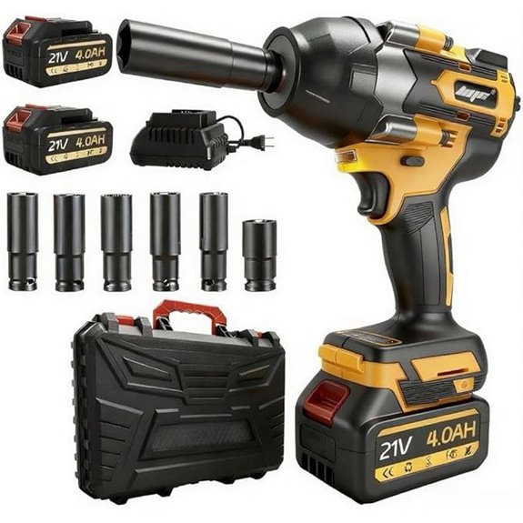 Cordless Impact Wrench Kit with Batteries and Sockets