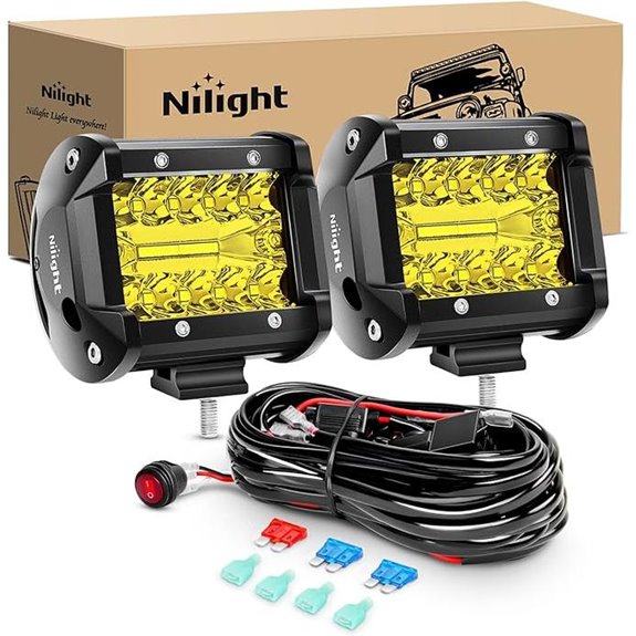 Nilight 2-Pack 4-Inch Yellow LED Pods with Wiring Kit