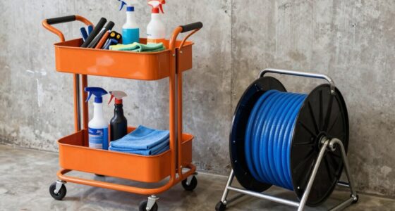 organized garage cleaning tools